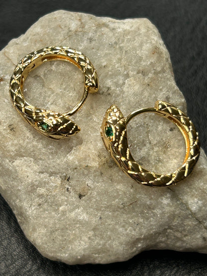 Snake Bite Huggie Hoop Earrings