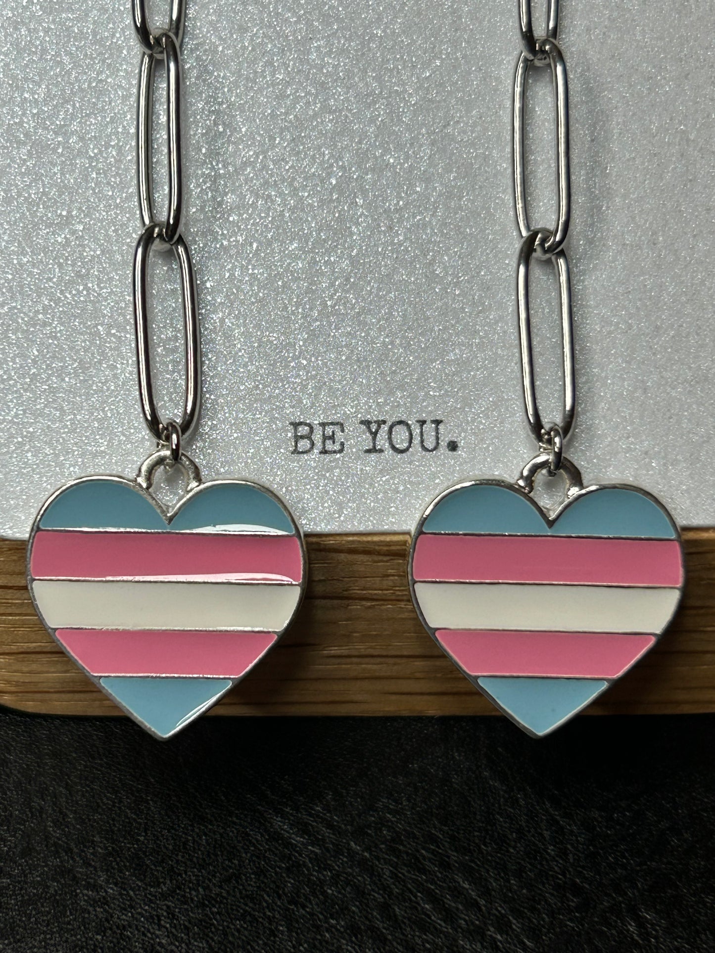 Transgender Heart Drop Earrings