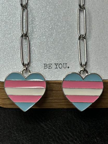 Transgender Heart Drop Earrings