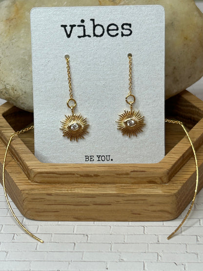 Eye Of The Sun Threader Drop Earrings