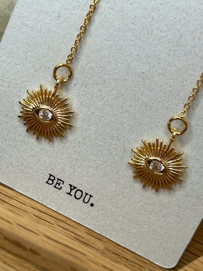 Eye Of The Sun Threader Drop Earrings