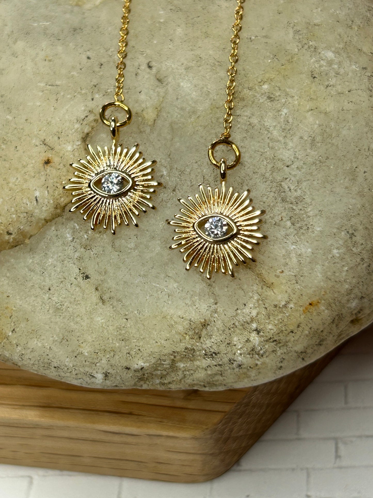 Eye Of The Sun Threader Drop Earrings