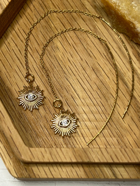 Eye Of The Sun Threader Drop Earrings