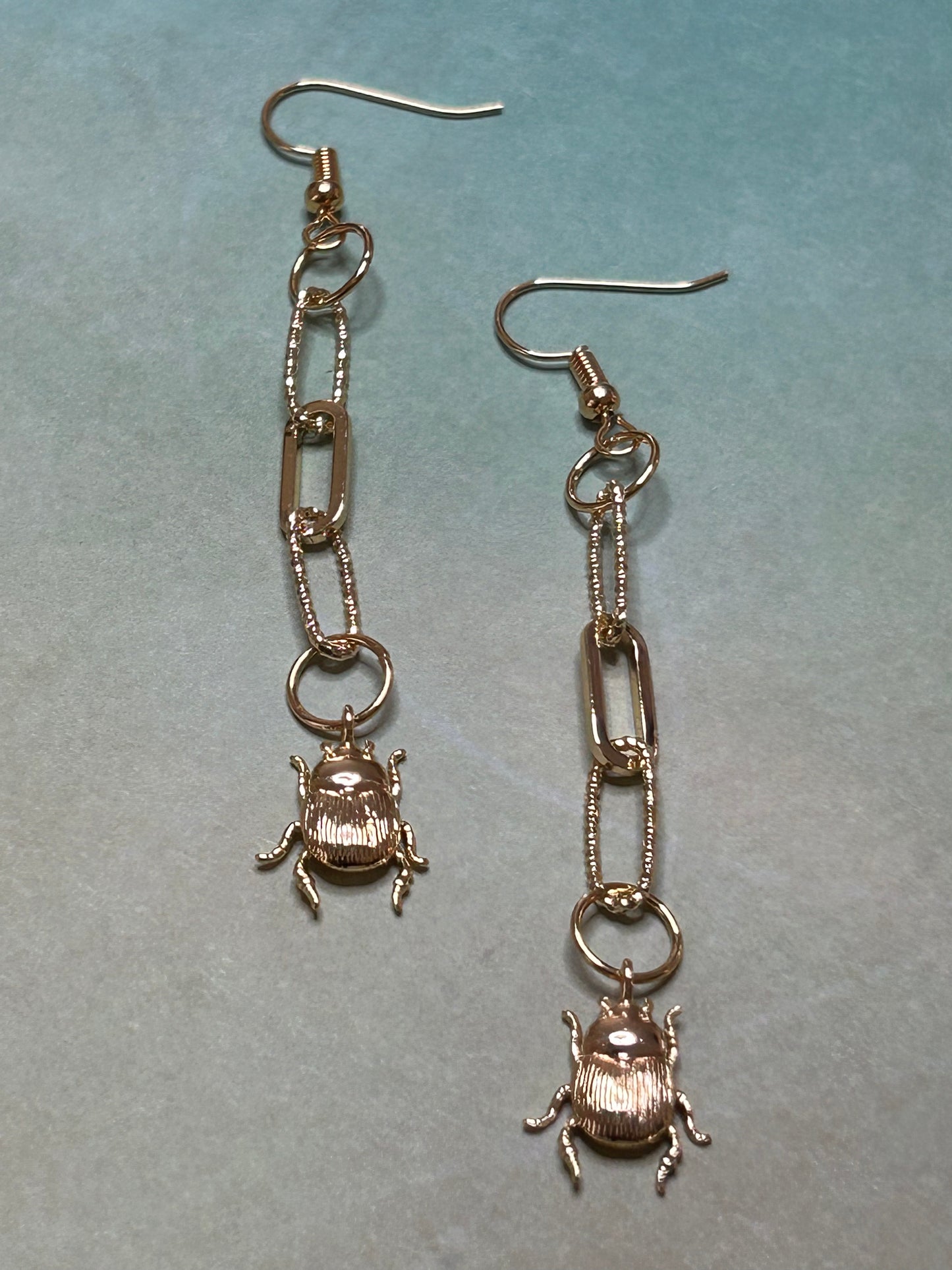 Egyptian Beetle Drop Earrings