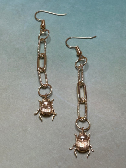 Egyptian Beetle Drop Earrings