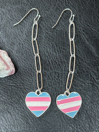 Transgender Heart Drop Earrings